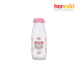 [헤르빈] 고양이 유리물병 500cc 핑크